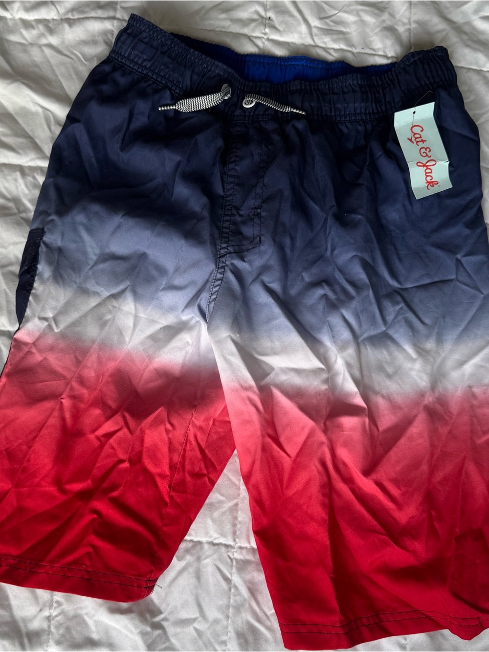 Cat & Jack Blue and White Mesh Lined Swim Shorts